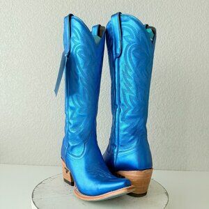 Lane SMOKESHOW Womens Cowboy Boots Sz 6.5 Metallic Western Snip Toe Zipper Tall